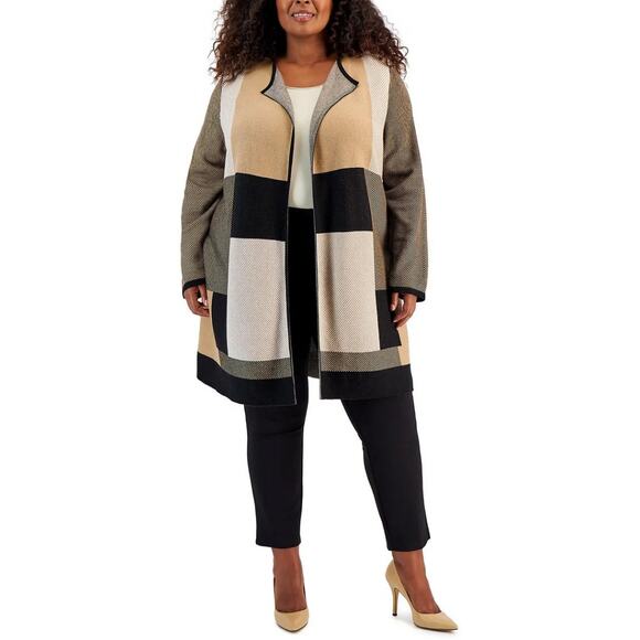 KASPER Plus Striped Midi Cardigan Sweater NWT - Picture 1 of 4